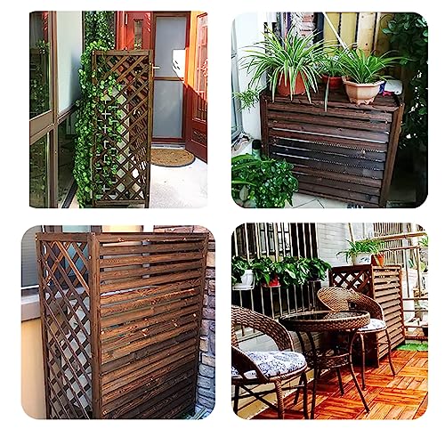 LLYLAFDC Outside Air Conditioning Cover Privacy Fence Panels, Wood Air Conditioner Privacy Screen,Condensing Unit Protective Cover, Louvered Storage Shelf for Outside Units