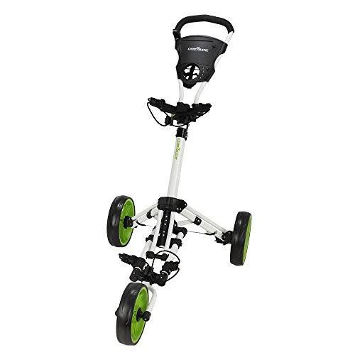 Caddymatic Golf X-Lite One-Click Folding Pull Push Cart White Green