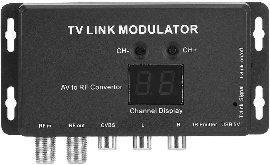 UHF Modulator,TM70 UHF TV Link Modulator AV to RF Converter IR Extender with Channel Display,Modulator Modulator AV to RF Converter IR Extender,Supporting PAL/NTSC with USB Charge Cable