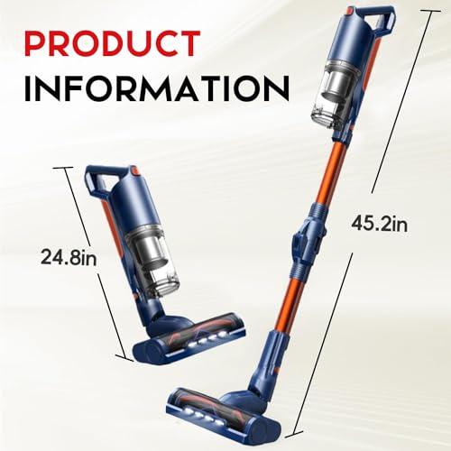 whall Cordless Vacuum Cleaner, Upgraded 25Kpa Suction 280W Brushless Motor Cordless Stick Vacuum Cleaner, Lightweight Handheld Vacuum for Home Pet Hair Carpet Hard Floor, up to 55mins Runtime