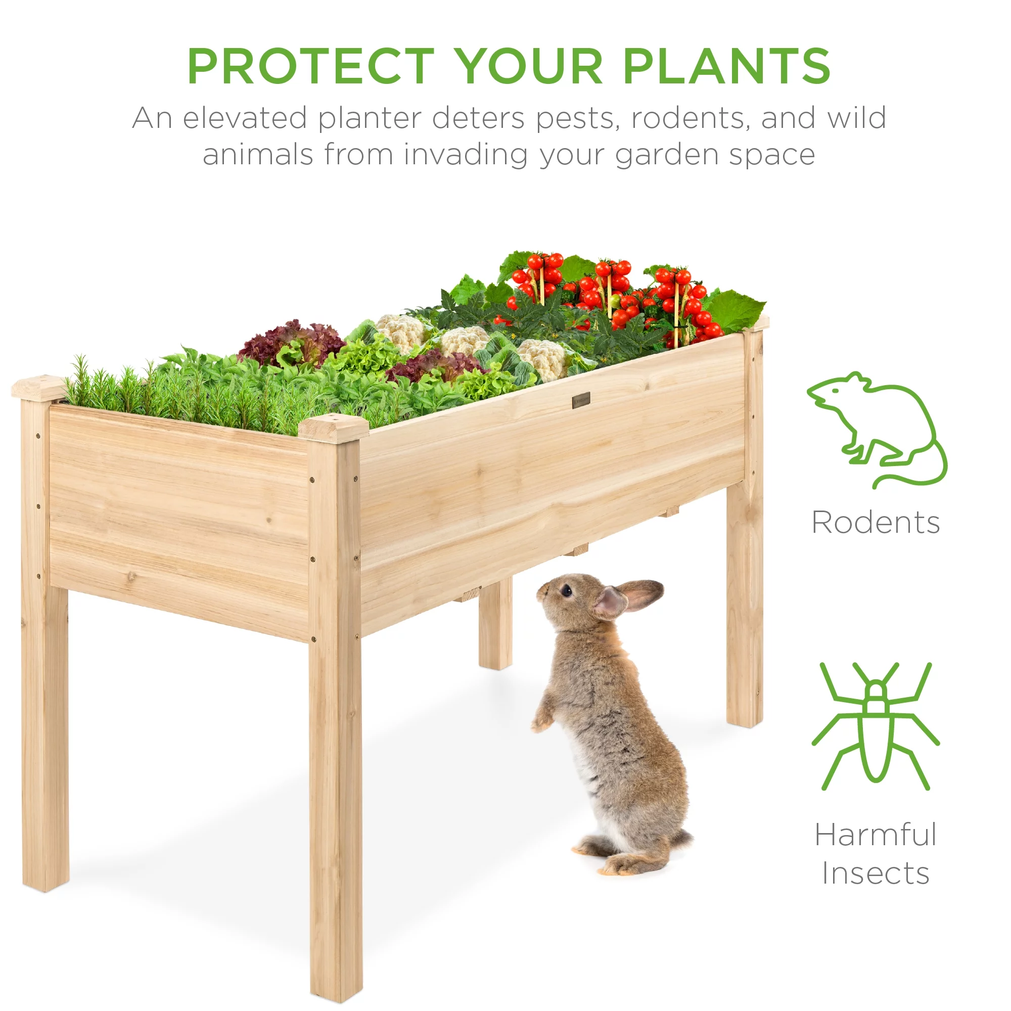 Best Choice Product 48x24x30in Raised Garden Bed, Elevated Wooden Planter for Yard w/ Foot Caps, Liner - Natural - Curated Treasures Market