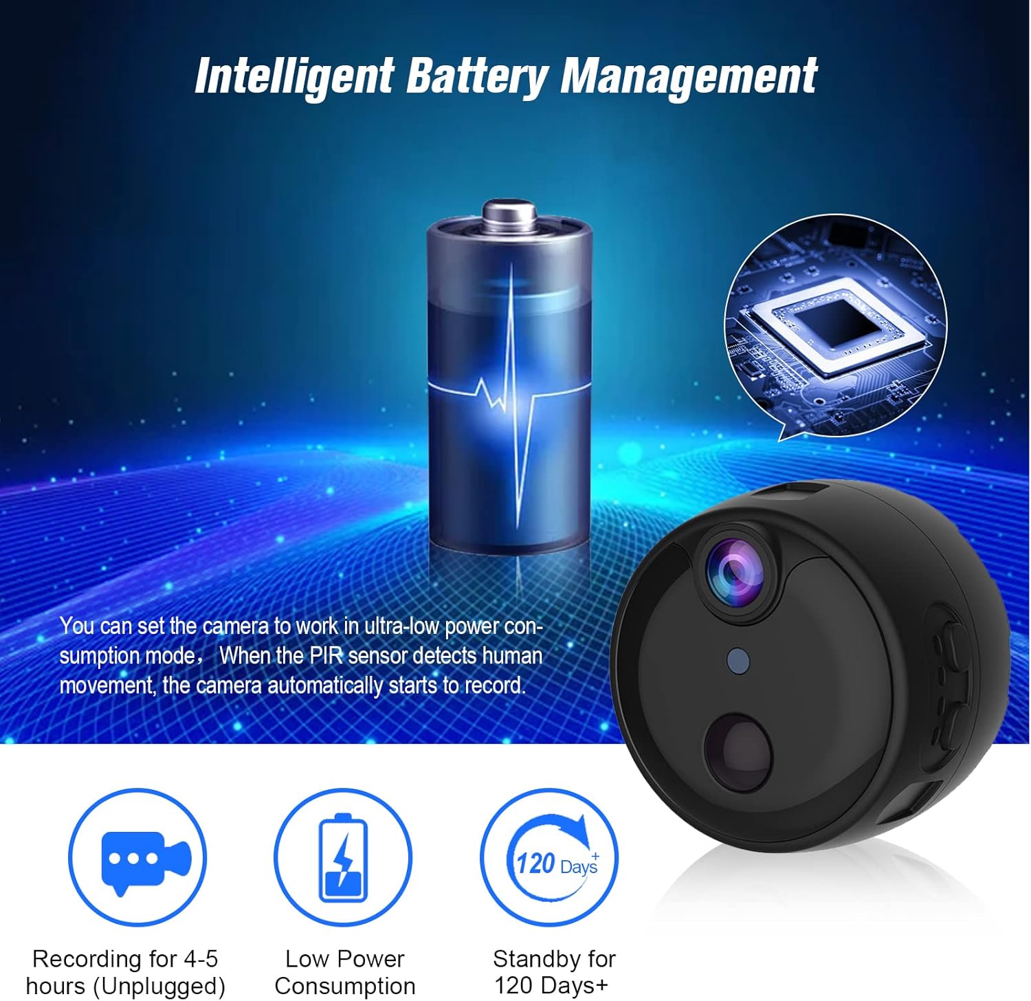 Mini Wireless Indoor Security Camera, 4K HD WiFi Surveillance Cameras, Smallest Portable Nanny Cam with Audio, Free Cloud Storage, Auto Night Vision/ Motion Detection Alerts for Home/Baby/Car Pack of 2