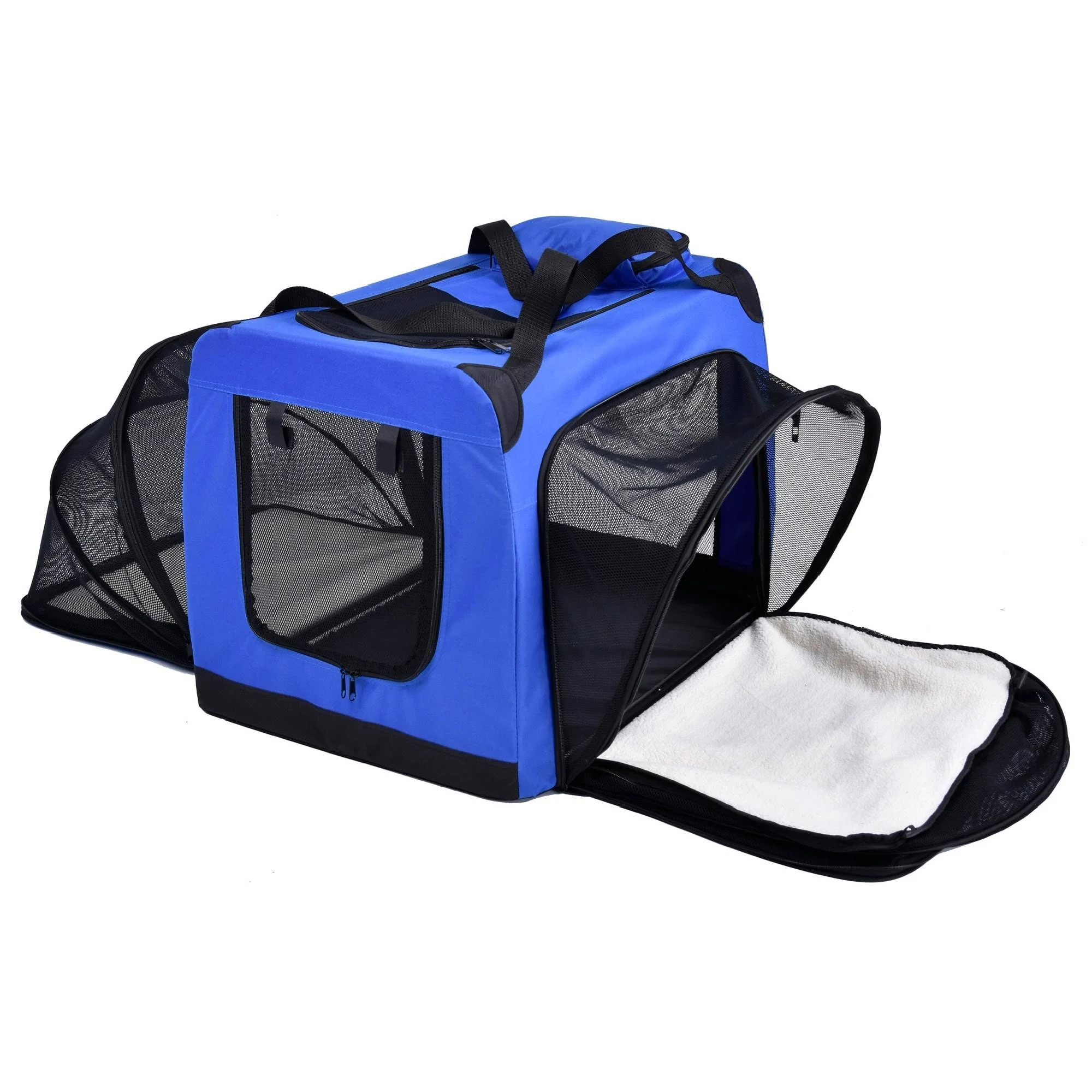 Pet Life &Hounda Accordion& Metal Framed Soft-Folding Collapsible Dual-Sided Expandable Pet Dog Crate (X-Large - Blue)