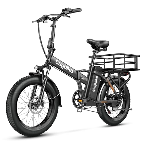 1000W Folding Electric Bike, 48V 20AH Large Removable Battery E Bike, 30+MPH, 80 Miles Max Range, 20" Fat Tire Electric Bike for Adults, Adult Electric Bicycles for Commute Beach Snow