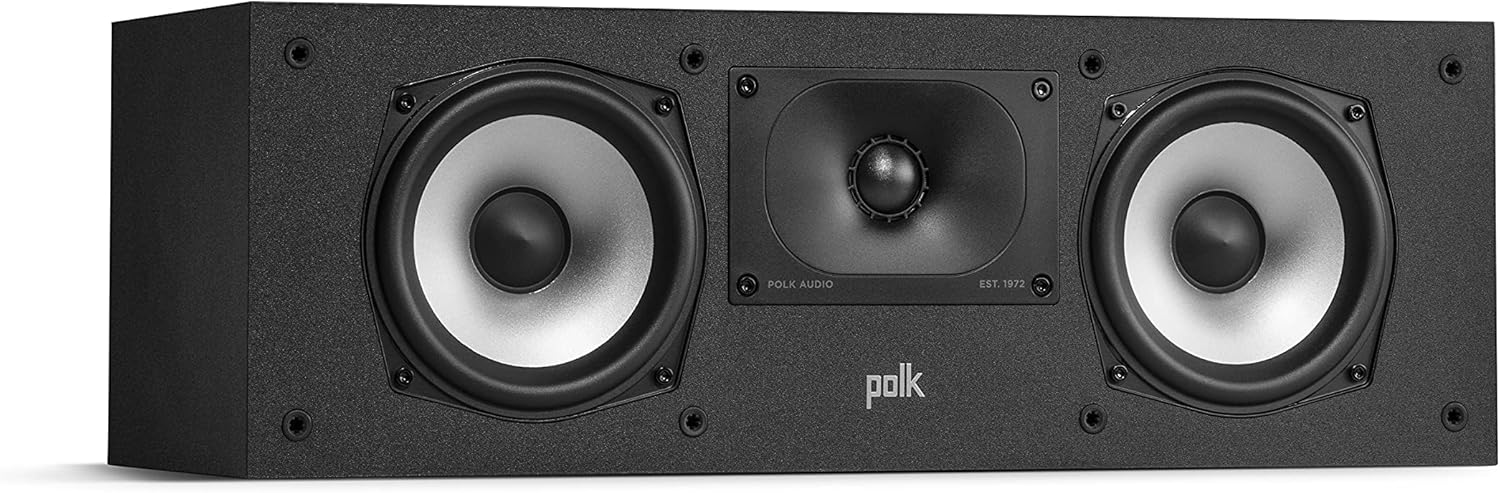 Polk Monitor XT30 Compact Center Channel Speaker - Hi-Res Audio Certified, Dolby Atmos & DTS:X Compatible, 1 Terylene Tweeter & Dual 5.25 Dynamically Balanced Woofer, Midnight Black