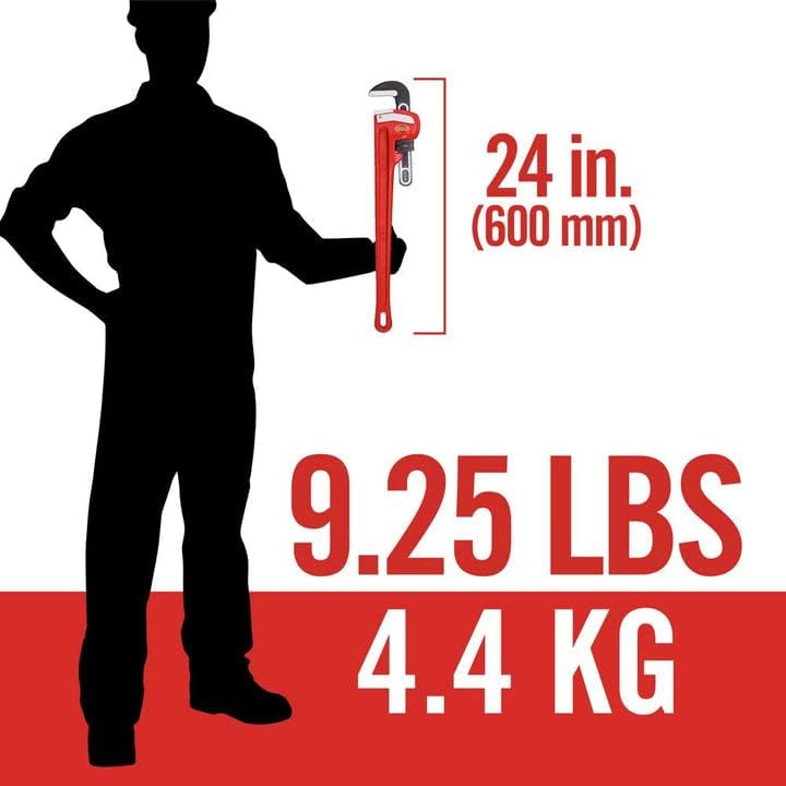 RIDGID 31030 Model 24 Heavy-Duty Straight Pipe Wrench, 24-inch Plumbing Wrench,Red,Small Pack of 2