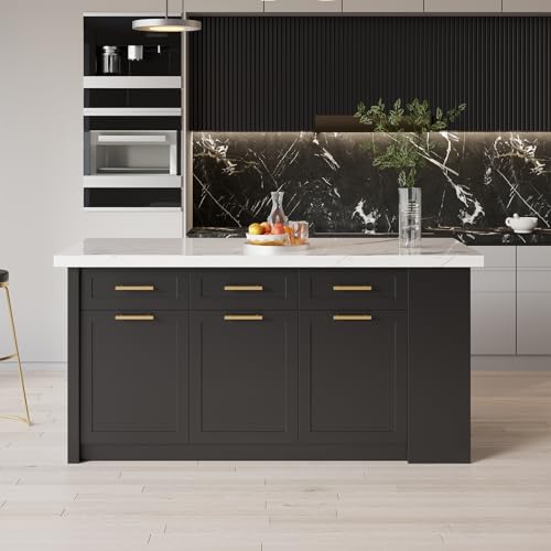 homary 72'' Kitchen Islands with Storage Modern White Kitchen Table with Seating & 3 Drawers Dining Table