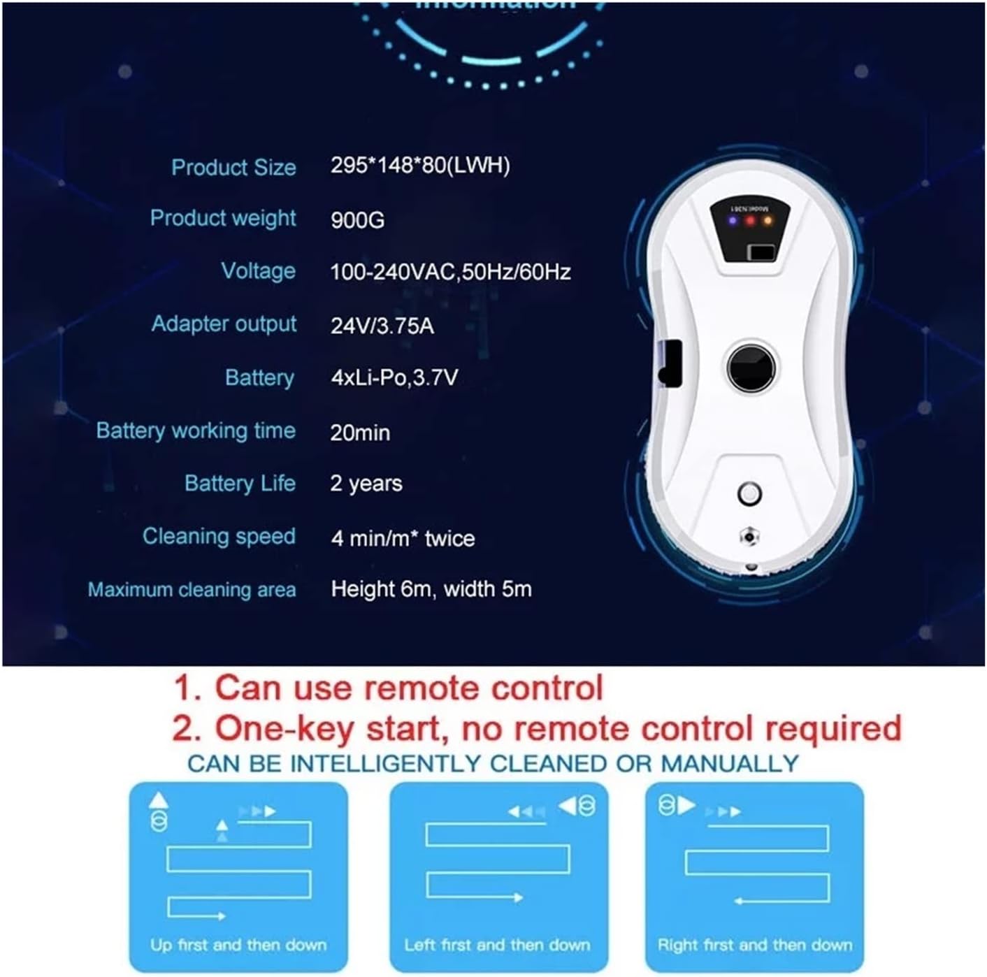 Smart Glass Cleaning Robotic Water Spray Window Cleaning Robot Cleaning Machine Vacuuming Robot Glass Window Cleaning Robot Electric Window Cleaning Machine For Window, Mir Ror, Shower Screens, W