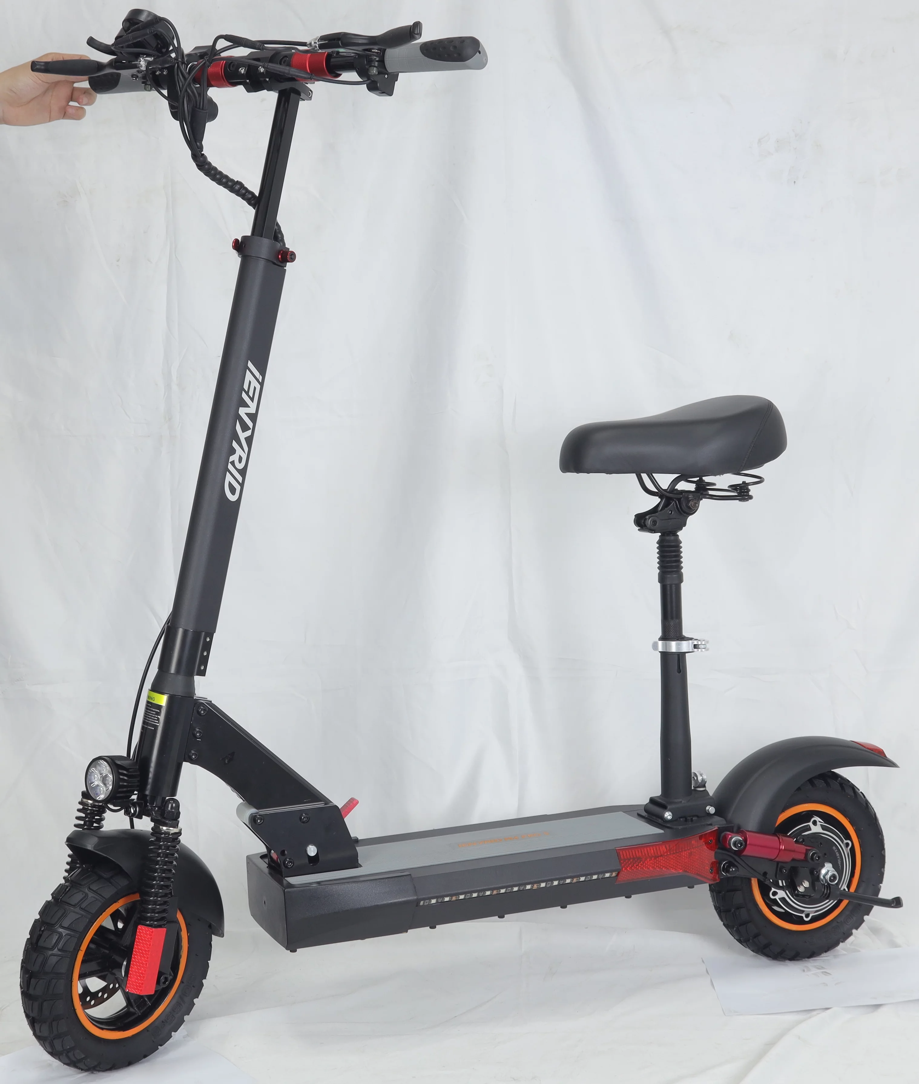 IENYRID Electric Scooter with Seat, 10" Pneumatic Tires, Max 22-31 Mile Long Range and 28Mph Power by 600W Motor, Foldable Escooter for Adult Teens