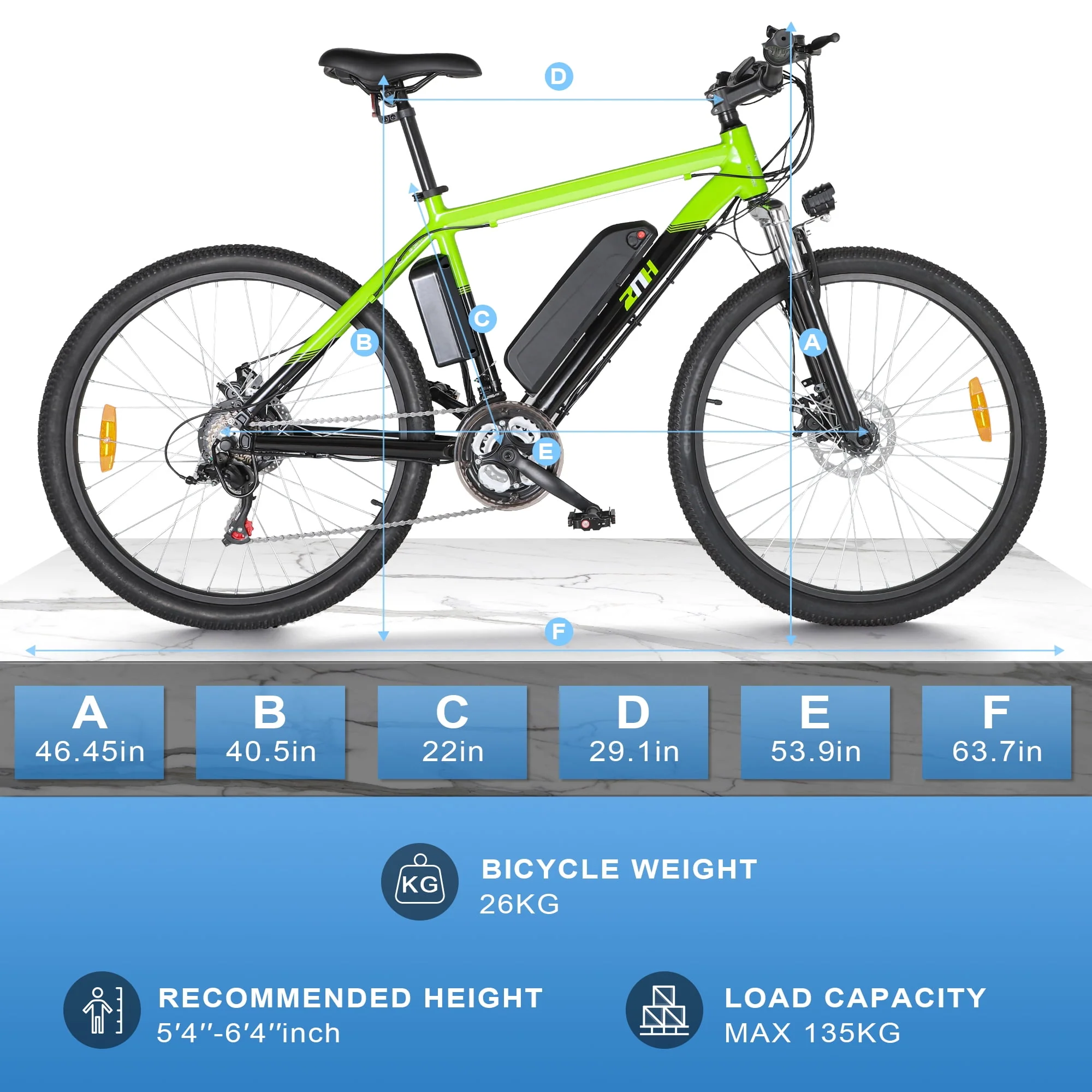 ZNH Electric Bike 26 Electric Mountain Bicycles 350W Motor E bike 21 Speed 36V 10Ah Electric Commuter Bike 20MPH Black Electric Bicycle Ebike
