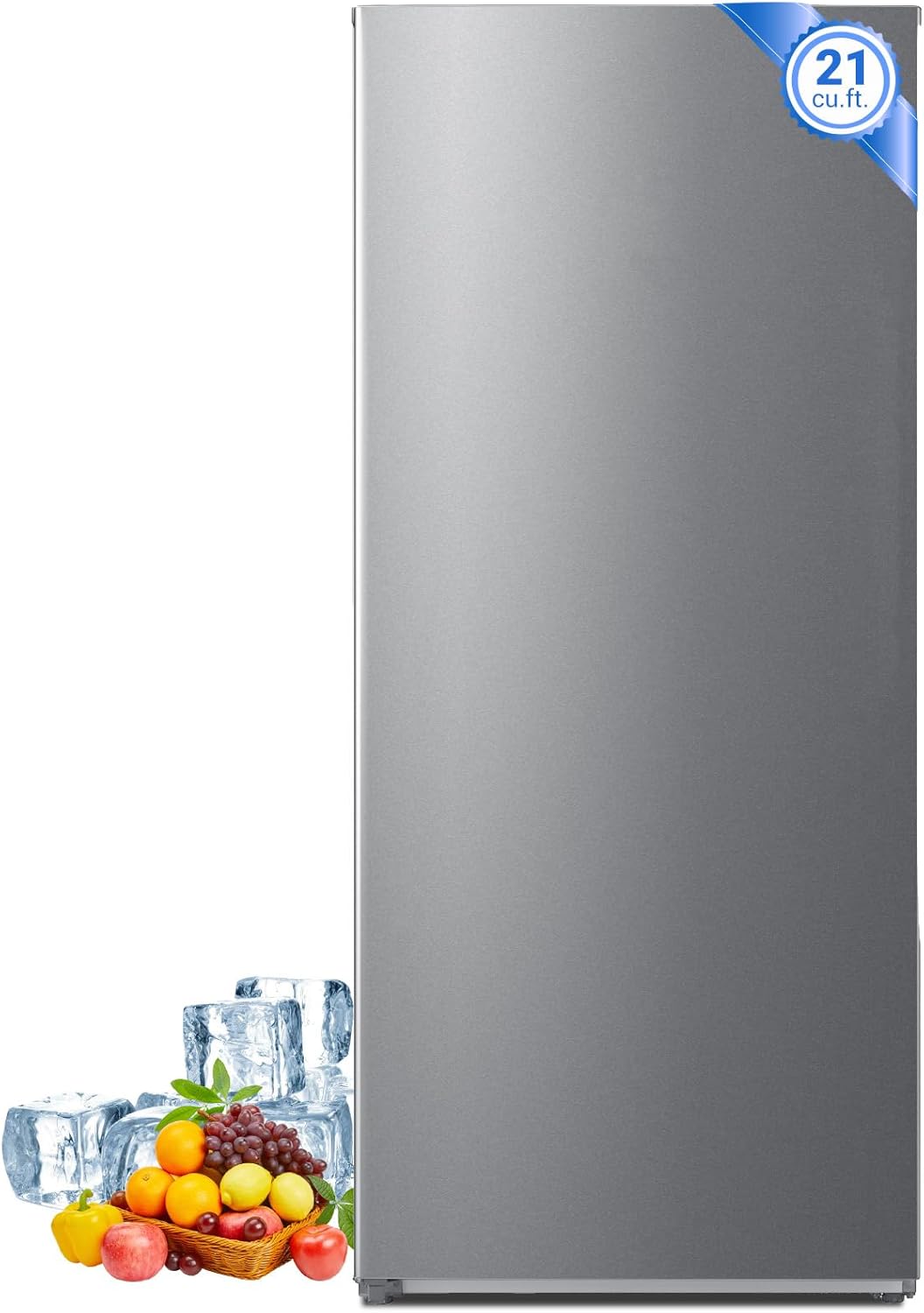 Smad 21 Cubic Feet Stand Up Freezer, Convertible Freezer/Refrigerator with LED Light, Frost Free Upright Freezer with Left Open Door for Kitchen, Home,Garage, Stainless Steel