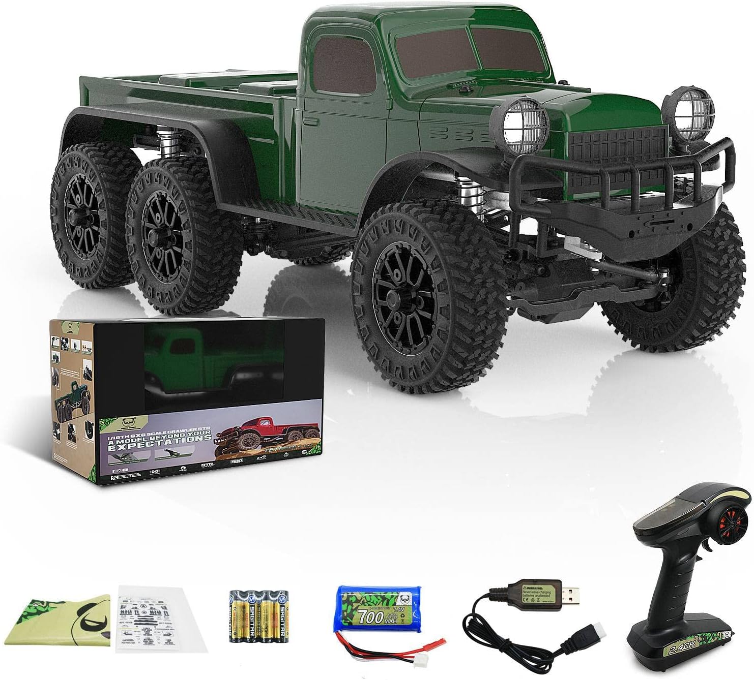 Panda Hobby RC Crawler 1/18 RC Rock Crawler 6x6,6WD Off Road RC Cars for Adults,1:18 Scale RC Truck Cruiser Vehicle，RTR Remote Control Car,All Terrains Waterproof Hobby RC Model Car,Tetra18 K1,Maroon
