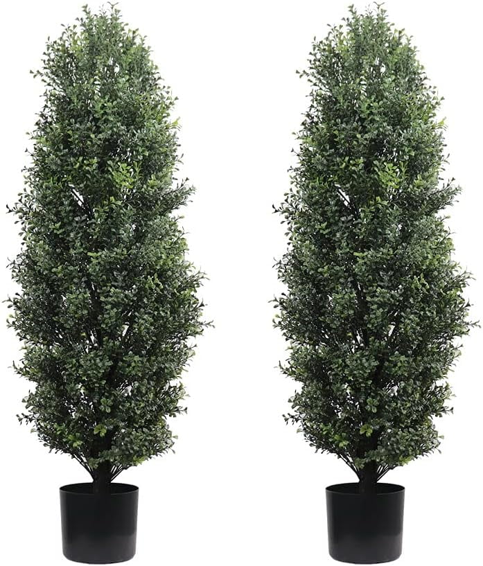 HYUN 40''T Artificial Cedar Outdoor Potted Topiary Greenery Home Set of 2 - Curated Treasures Market