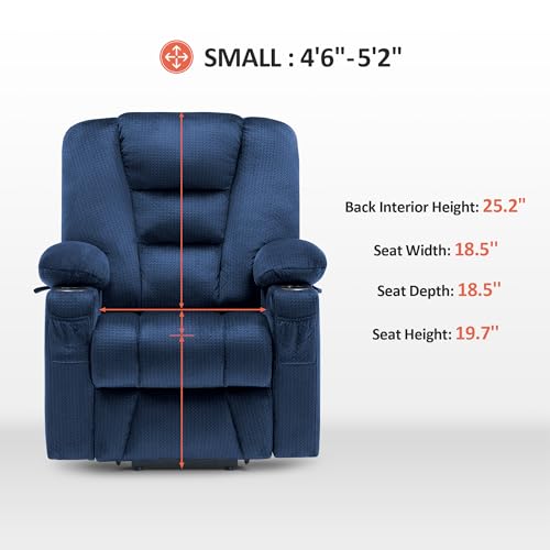 MCombo Small Power Lift Recliner Chair with Massage and Heat for Petite People, Cup Holders, USB Ports, Side Pockets, Fabric 7569 (Small-Regular, Brown)