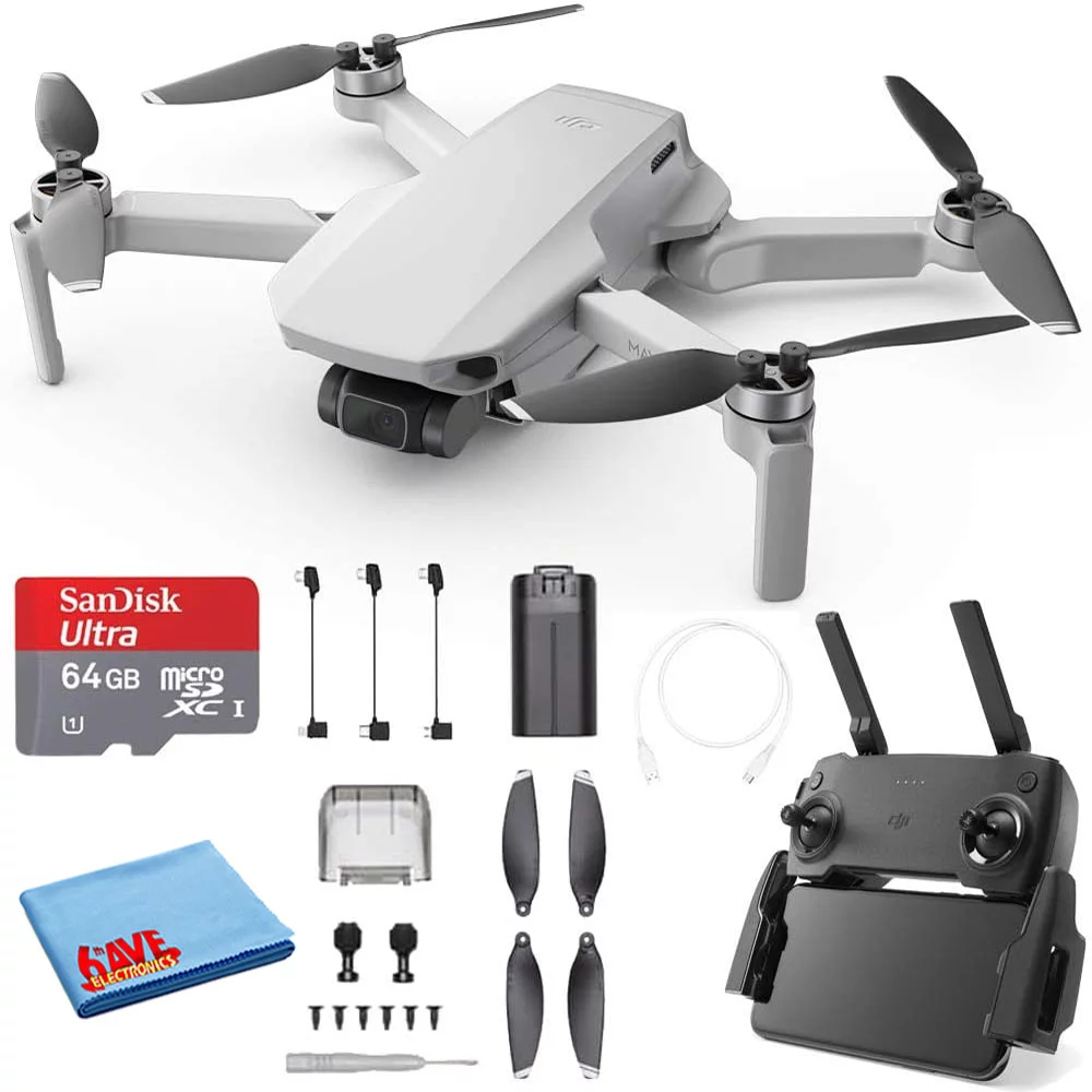 DJI Mavic Mini Quadcopter Drone (CP.MA.00000120.01) with Controller + 64GB Card - Curated Treasures Market