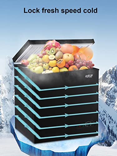 Chest Freezer Krib Bling Adjustable Thermostat Compact Freezers with Removable Storage Basket for House Kitchen Garage Basement