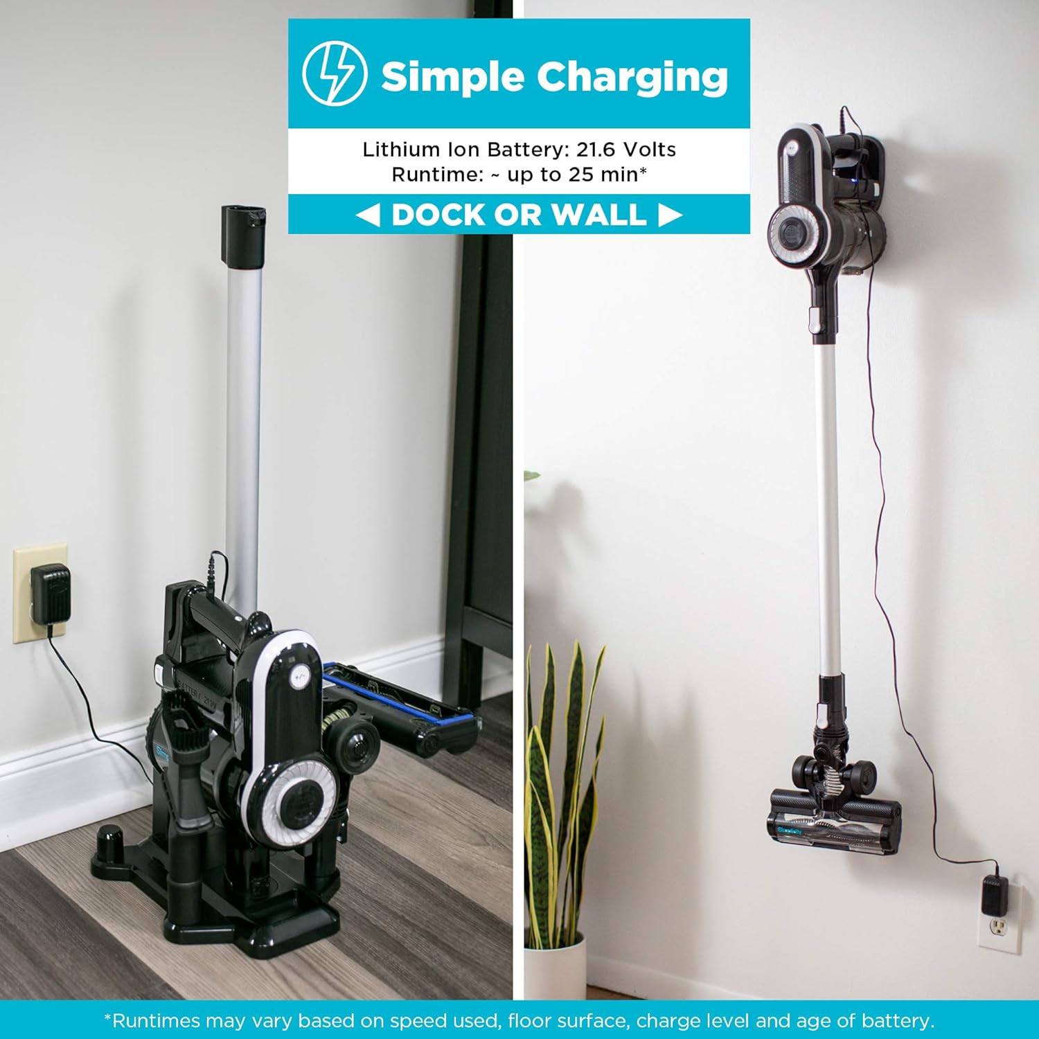Lightweight Cordless Vacuum Cleaner by Simplicity, One-Click Cordless Stick Vacuum for Carpet and Hardwood Floors, S65S