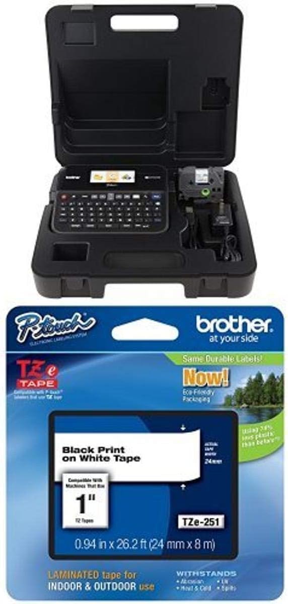 Brother P-touch, PTD600VP, PC-Connectable Label Maker with Full Color Graphical Display, Case, Split-Back Tapes, 14 Fonts, High-Resolution, Black