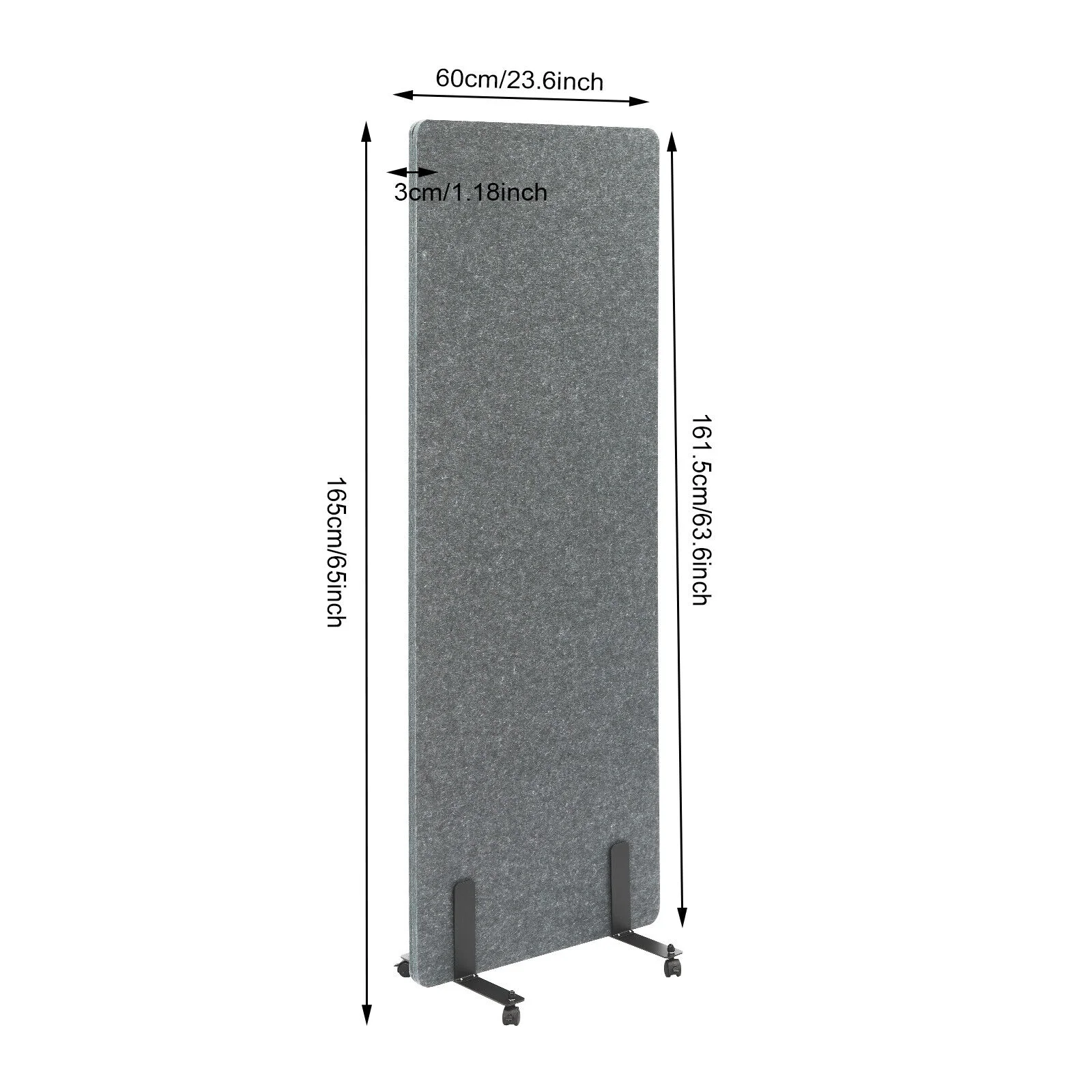 Miumaeov Freestanding Office Partition Noise Reducing Acoustic Room Wall Divider Privacy Screen with Lockable Wheels Temporary Room Separator W24" X H66