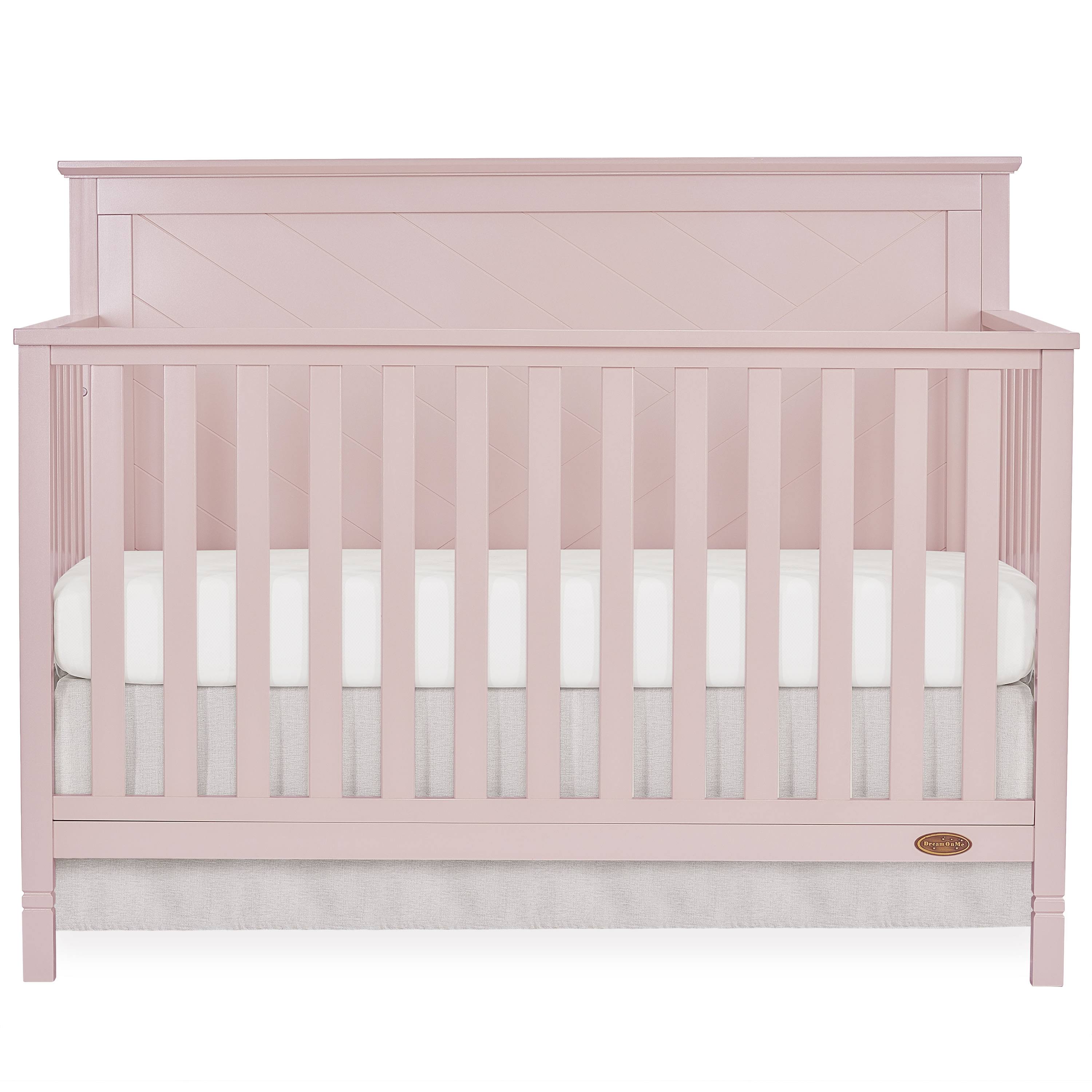 Dream on Me Skyline 5 in 1 Convertible Crib - Blush Pink
