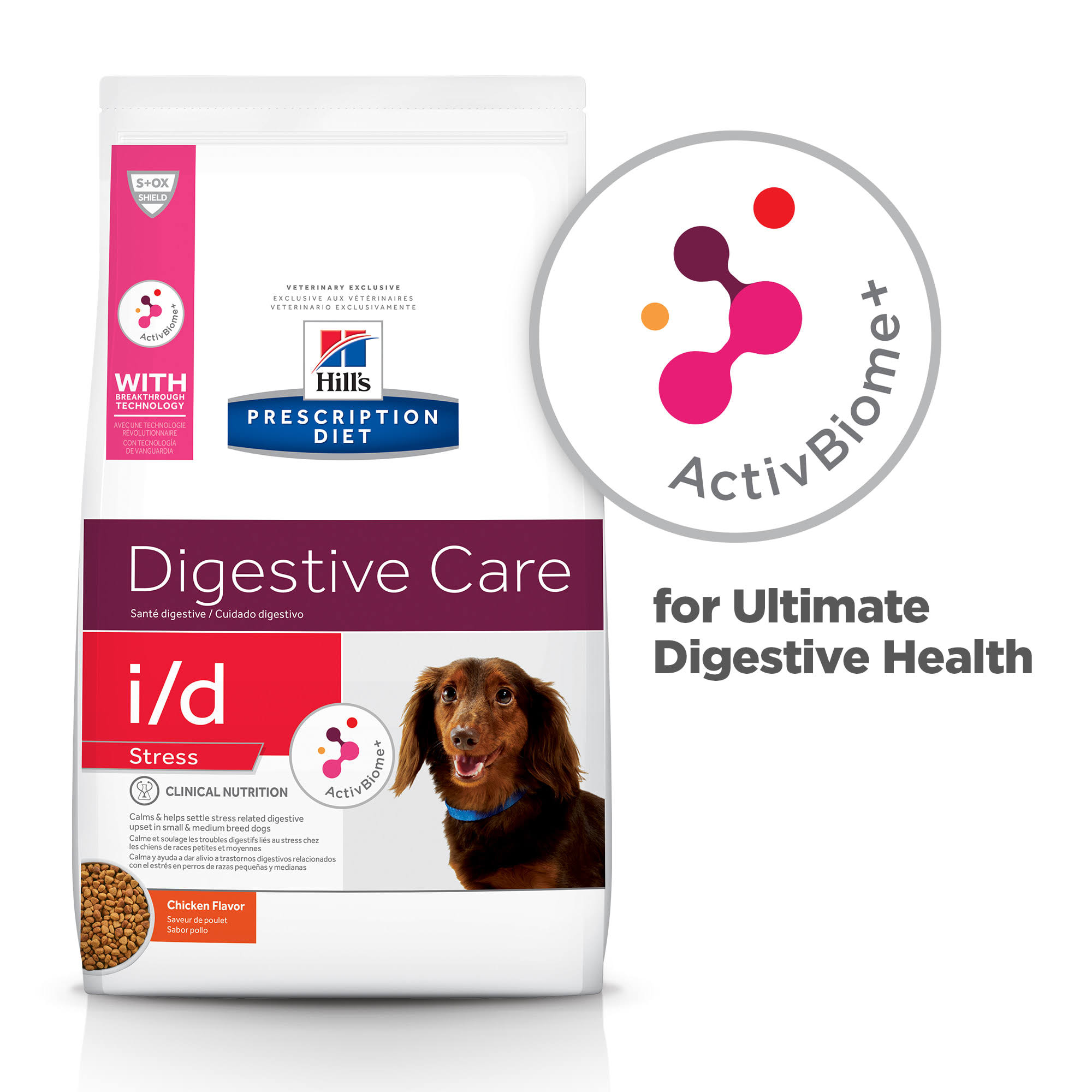 Prescription Diet I/D Dog Nutrition, Therapeutic, Digestive Care, Stress, Chicken Flavor - 14.33 lb
