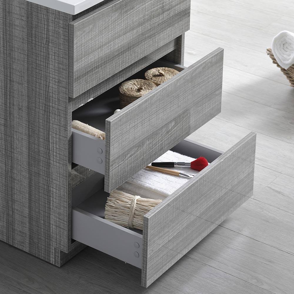 Fresca FCB9324HA-I Lazzaro 24x22 Glossy Ash Gray Free Standing Modern Bathroom Cabinet with Integrated Sink