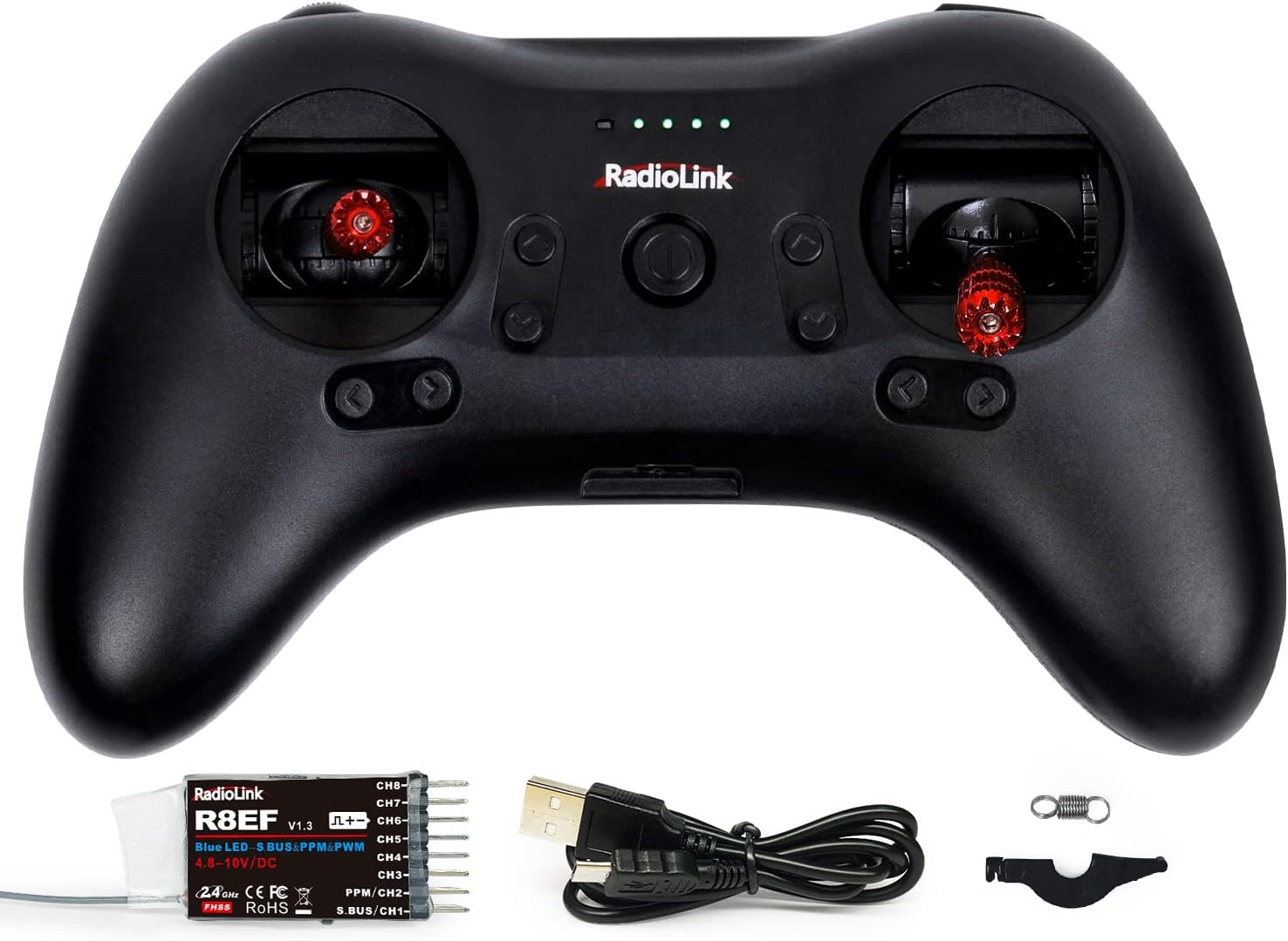 Radiolink T8S 8 Channels 2.4GHz RC Transmitter and Receiver R8EF RX, Remote and Controller Built-in Rechargeable Battery for Quad/Airplane/Car/Boat and More (Mode 1 Right Hand)