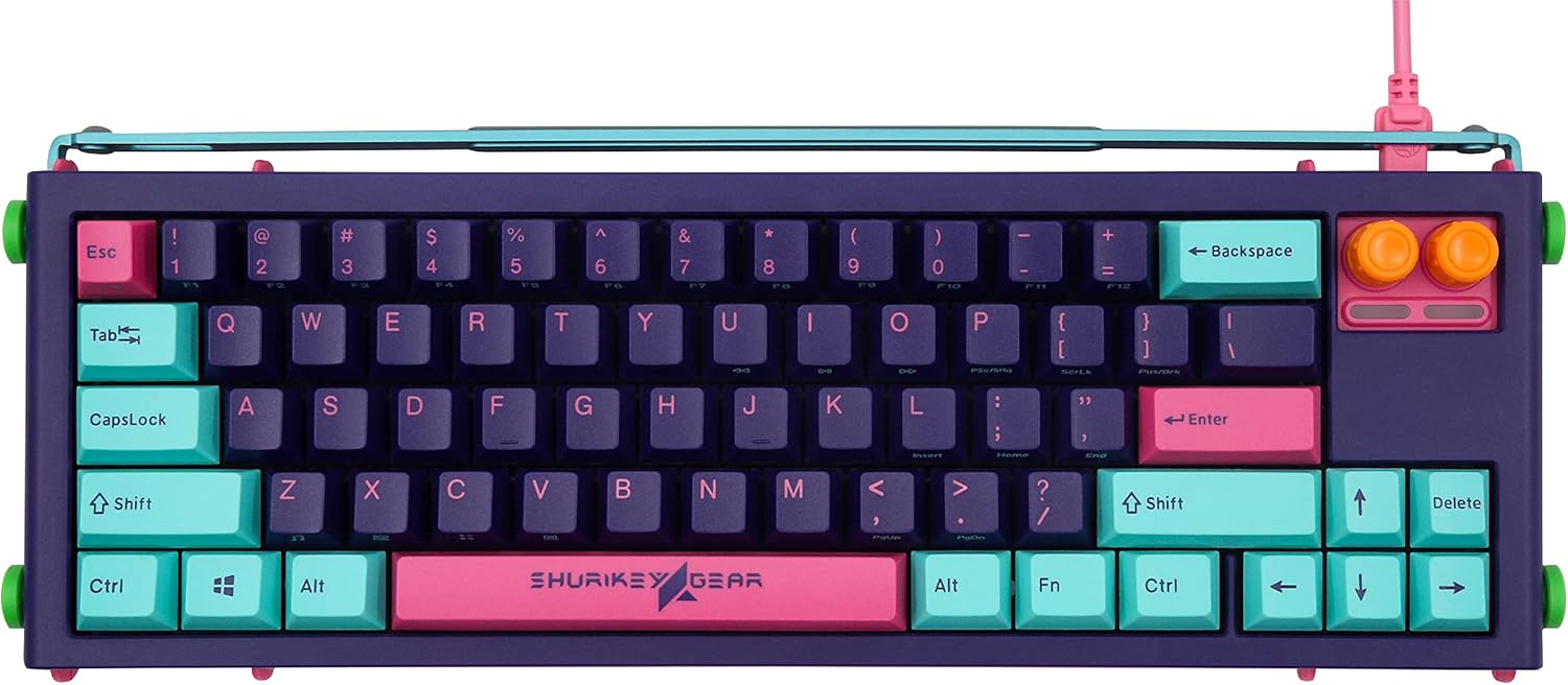 Shurikey 65% Mechanical Gaming Keyboard with Varmilo EC V2 Sakura Switch, White LED Backlit, Wireless and Bluetooth Keyboard for Windows Mac OS Android - Hanzo 001