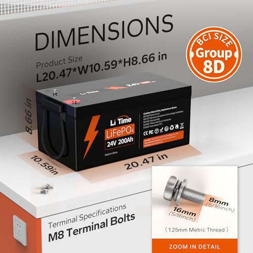 LiTime 12V 100Ah LiFePO4 Battery BCI Group 31 Lithium Battery Built-in 100A BMS, Up to 15000 Deep Cycles, Perfect for RV, Marine, Home Energy Storage