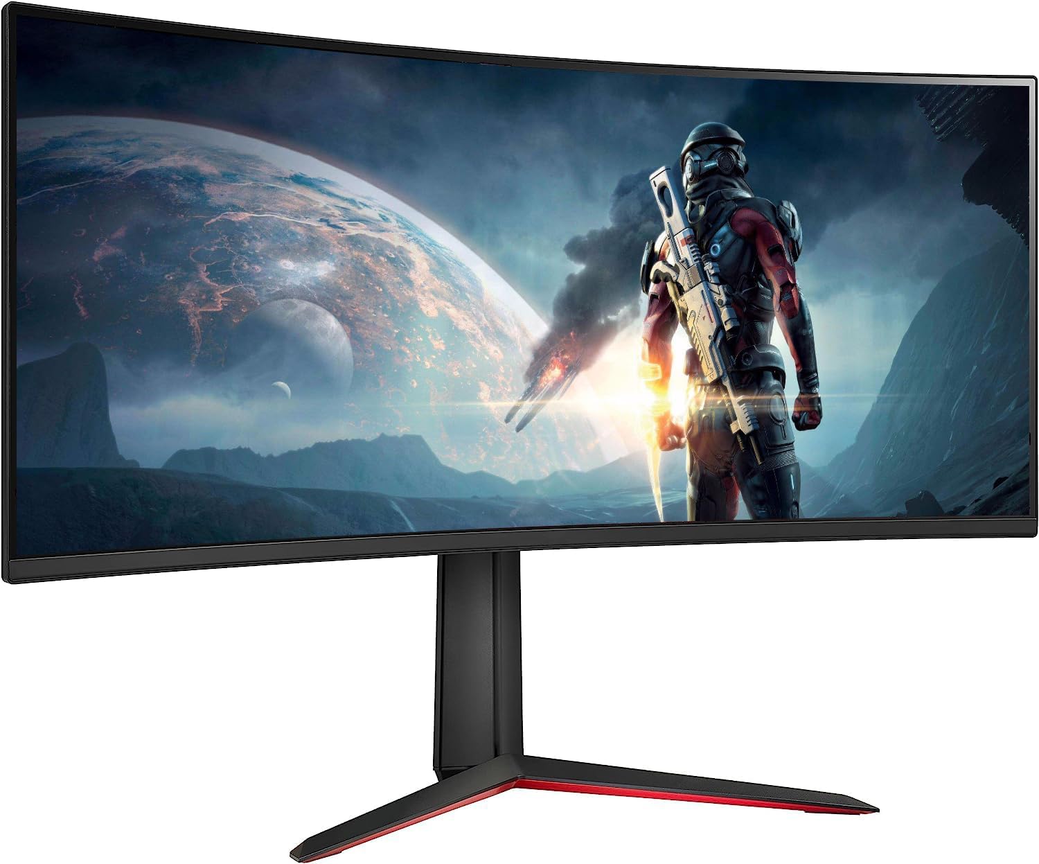 LG 34GP63A-B Ultragear 34" Curved QHD (3440 x 1440) HDR 10 160Hz Gaming Monitor, Tilt/Height Adjustable Stand, Display Port and HDMI, AMD FreeSync Premium, Black, WEPGPY