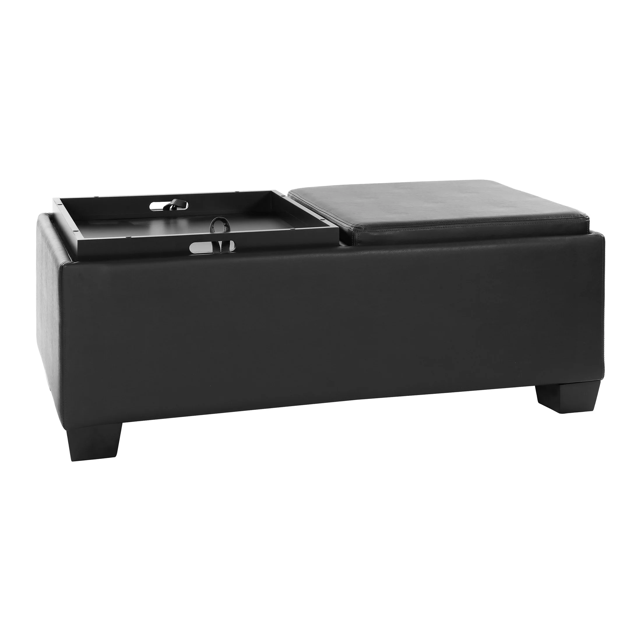 OakvillePark Allura Faux Leather Upholstered Storage Cocktail Ottoman, Espresso
