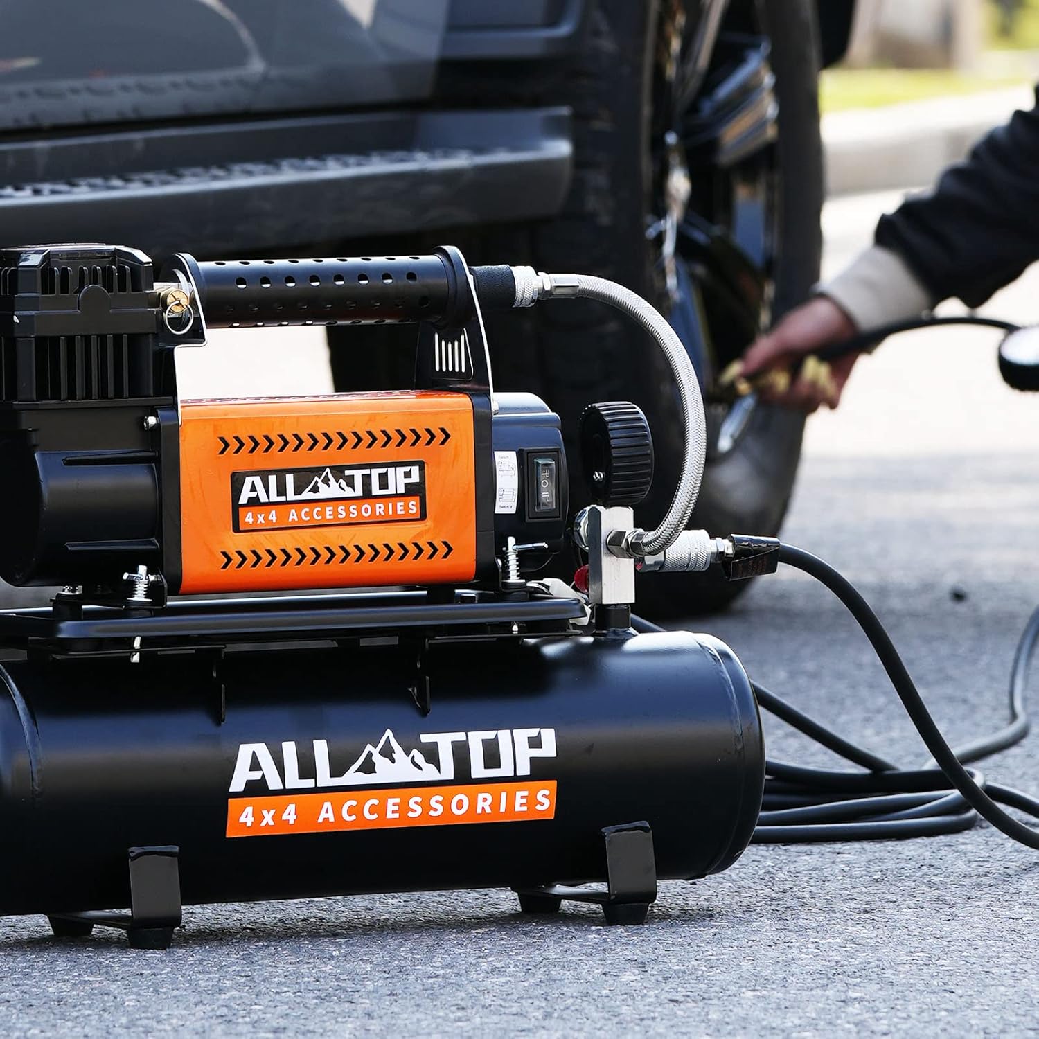 ALL-TOP Air Compressor with 6L Tank Kit,12V Portable Inflator & Oil-Free Steel Tank 6-Liter, Offroad Air Compressor for Truck Tires, Heavy Duty Air Compressor Max 150PSI for SUV 4x4 Vehicle RV Tire
