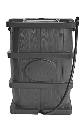 FCMP Outdoor Slim Line 45-Gallon Wood Grain Rain Barrel – Outdoor Home Rain Water Catcher Barrel with Flat Back