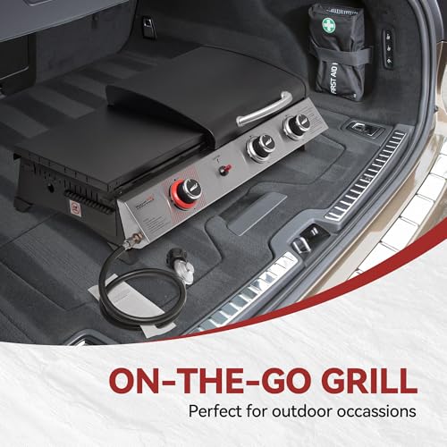 Royal Gourmet PD1305H 3 Burner Propane Gas Grill and Griddle Combo with Lid, 3-in-1 Grill Griddle Combo with 29,000 BTUs Output for Outdoor Cooking, 364 Sq. In. Cooking Area, Silver & Black