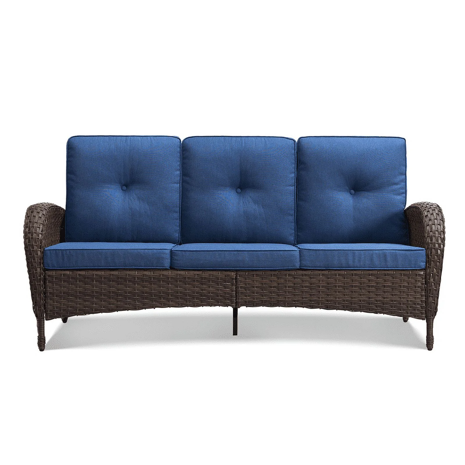 PARKWELL Outdoor 3 Seats Patio Sofa Furniture, All-Weather Wicker Rattan Couch with Removable Cushions,Blue - Curated Treasures Market