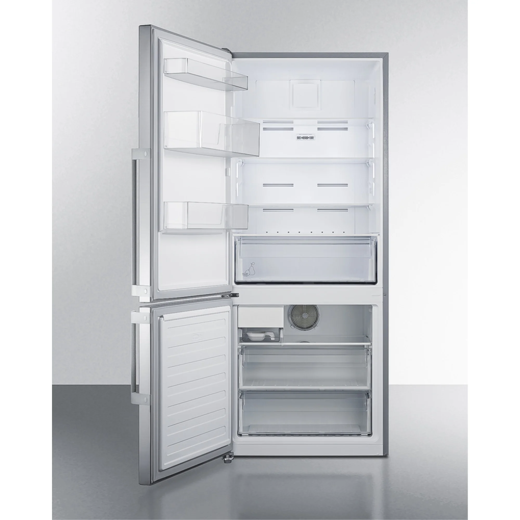 Summit Appliance FFBF284SSIMLHD 28 in. Wide Bottom Freezer Refrigerator for Left Hand Door