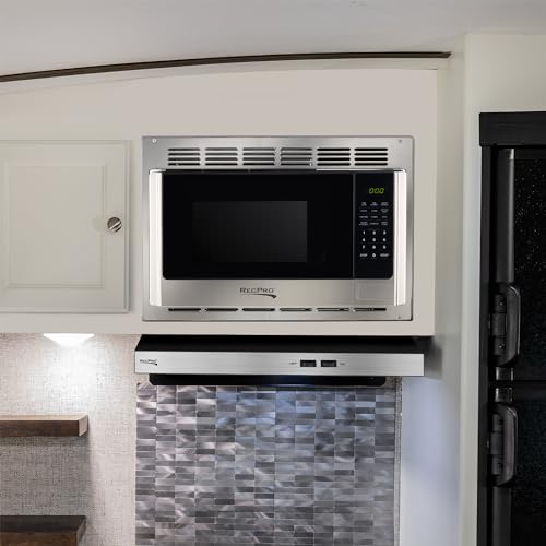 RecPro RV Microwave with Trim Kit | 1.0 Cu. Ft. | 900W | Direct replacement for Greystone and High Pointe