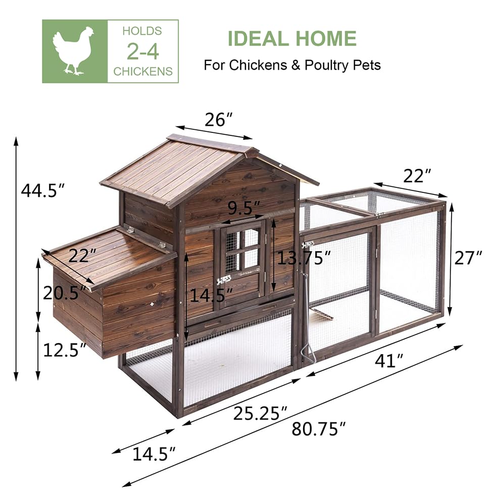 Large Wooden Chicken Coop, 160IN Outdoor Chicken Cages and Run with Nesting Boxes for 2-8 Chickens, Hen Run Poultry Pet House Rabbit Hutch with Waterproof Roof & Removable Tray for Backyard (Two)
