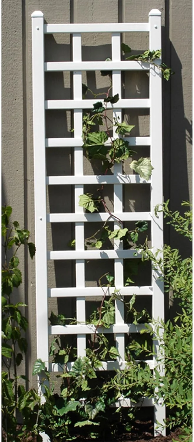 Dura-Trel Providence 22 by 75 Inch Heavy Duty Weather Stabilized PVC Vinyl Outdoor Garden Patio Trellis with Wall Mounting Screws and Spacers, White - Curated Treasures Market