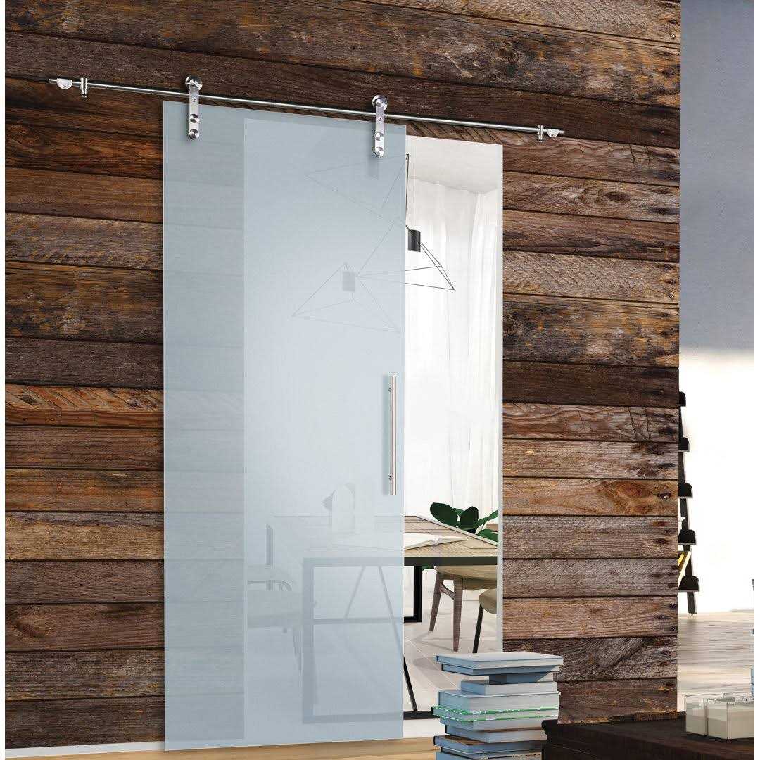 Colonial Elegance 33-in x 84-in Frosted Glass Single Barn Door KMGLGCF-33BN - Shop Hardware Tools Online Store
