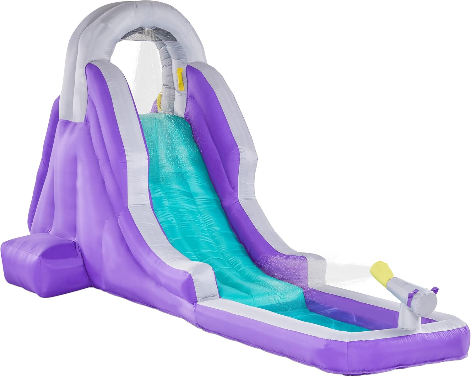 Sunny & Fun Compact Inflatable Water Slide Park &ndash; Heavy-Duty Nylon for Outdoor Fun - Climbing Wall, Slide, & Small Splash Pool &ndash; Easy to Set Up & Inflate with Included Air Pump & Carrying Case