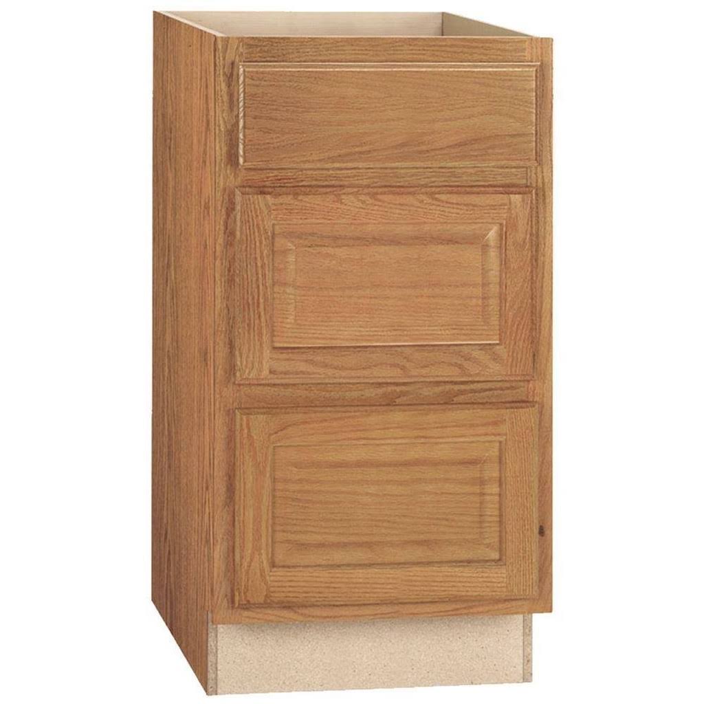 Hampton Bay Drawer Base Kitchen Cabinet 18 in. x 34.5 in. x 24 in. Medium Oak