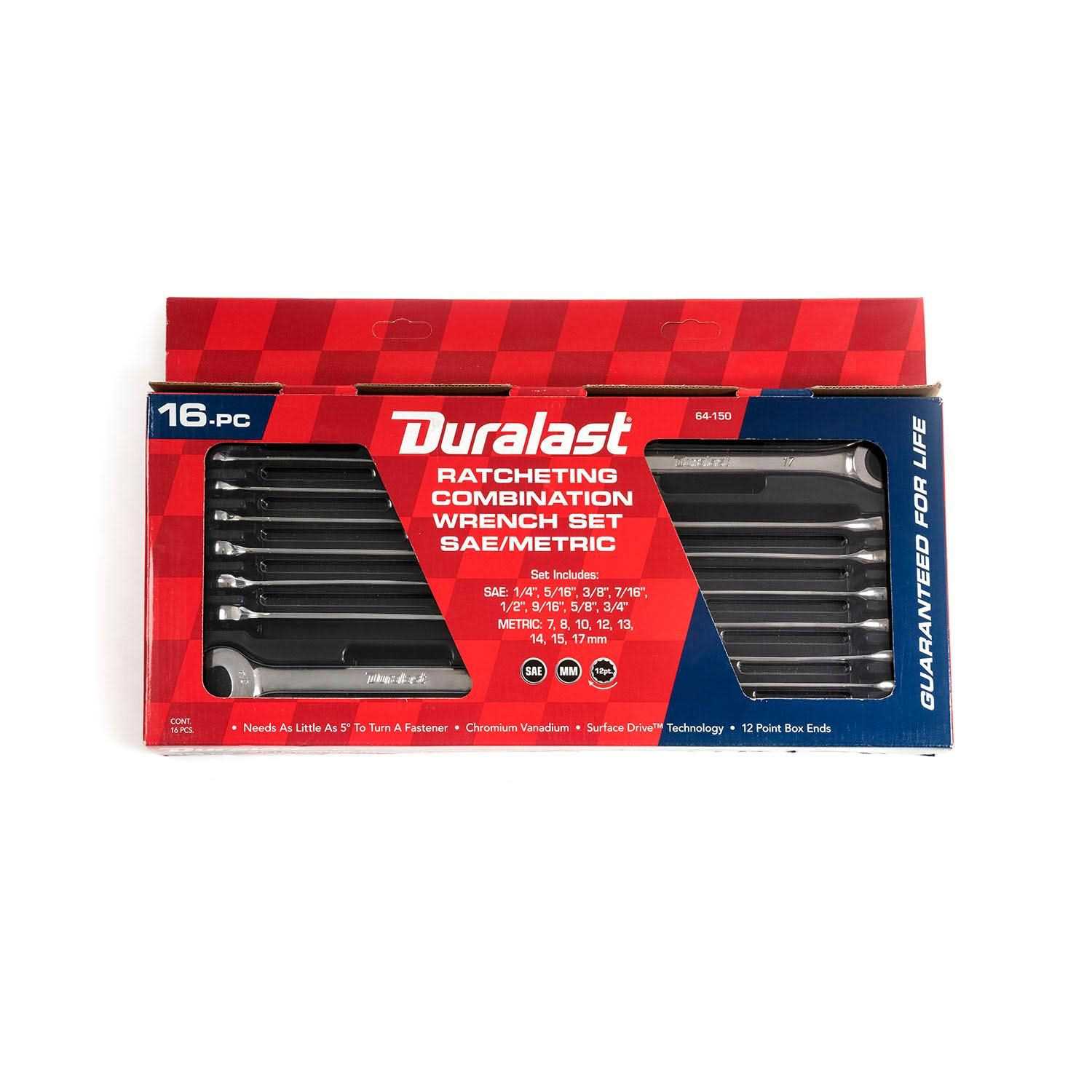 Duralast SAE and Metric Ratcheting Combination Wrench Set 16 Piece - Shop Hardware Tools Online Store