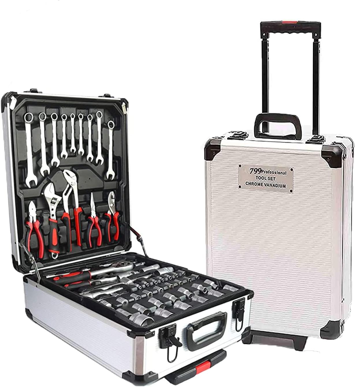 Bouncats Tool Sets, Portable Tool Set with Toolbox, House Repair Kit Set, General Household Hand Tool Set, Black