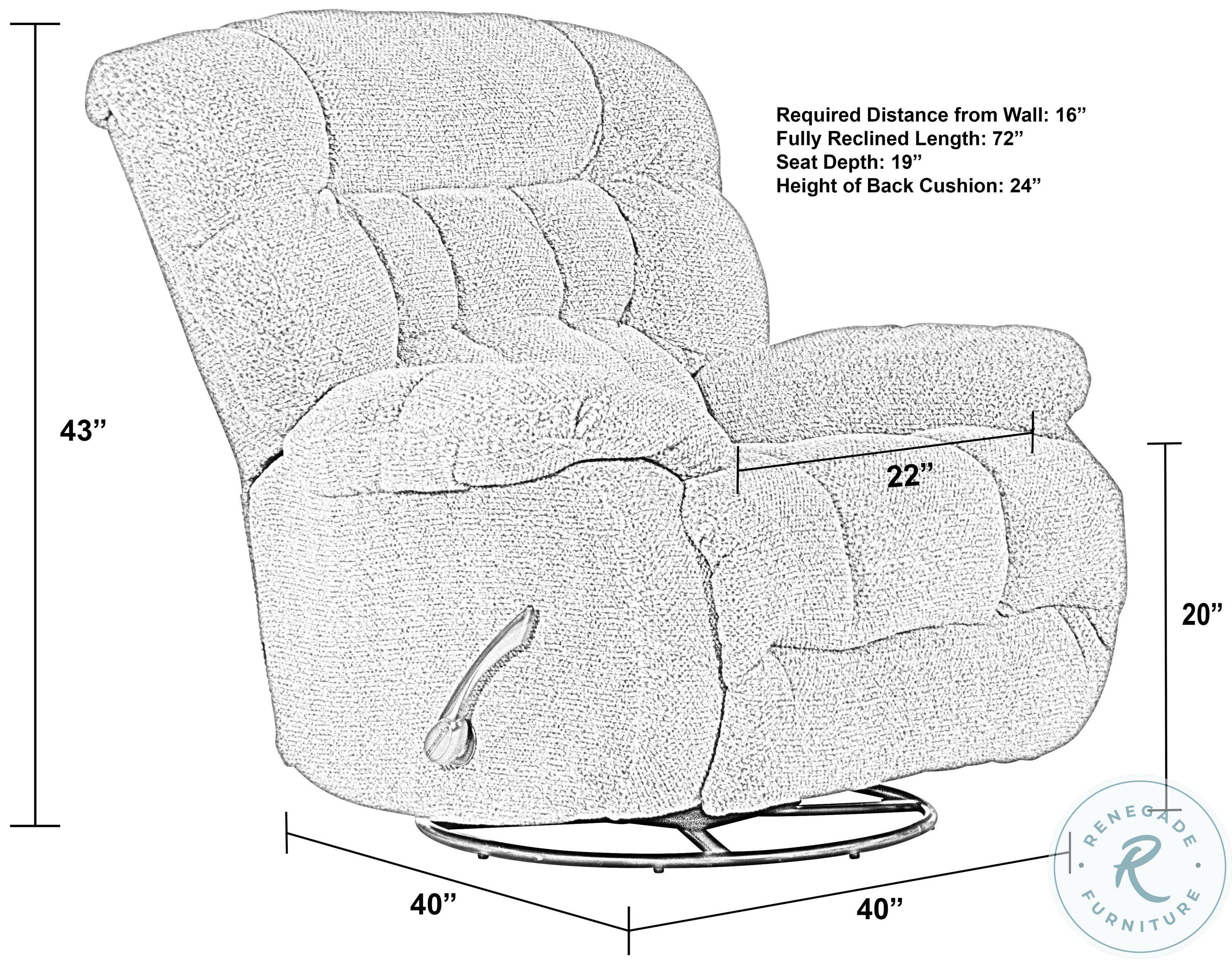 Catnapper Daly Chaise Rocker Recliner - Cobblestone
