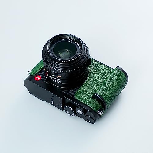 Camera Half Case for Leica Q3,SIUTATDSH Vintage Metal Genuine Leather Camera Protective Cases Stylish Portable Shockproof (BlackC)