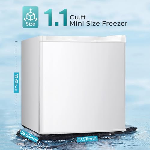 R.W.FLAME Mini Freezer/Small Freezer with Reversible Single Door, Energy Saving,Upright Freezer with Removable Shelves/Adjustable Thermostat, Adjustable Feet for Bedrooms/Dorms/Apartment/Office/Home