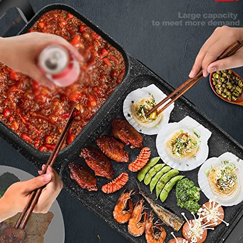 YYDS Hot Pot 2L Shabu Shabu Medical Stone Hot Pot Barbecue One Pot Light Oil Less Smoke Electric Grill Electric Grill