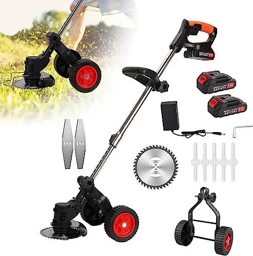 AOKID Cordless Electric Lawn Mower,21V 2000mAh Rechargeable 3 in 1 Lawn Mower, D-Shaped Handle with 2 Wheel Electric Lawn Mower for Home,Courtyard,Garden,Flower & Plant Trimming,Lawn Overall Trimming - Curated Treasures Market
