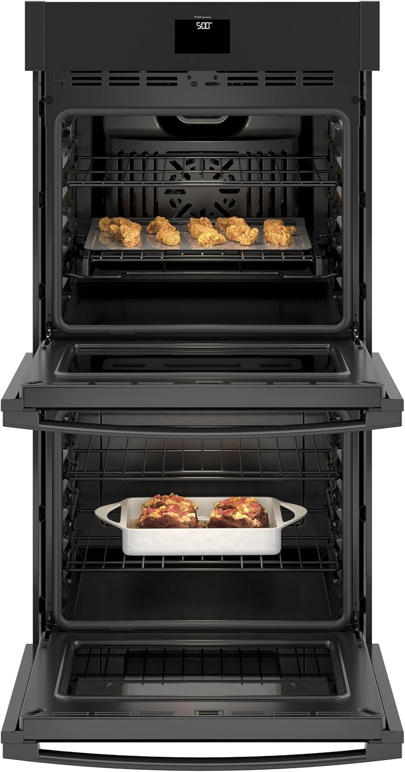 GE JKD5000DNBB 27" Built-in Convection Double Wall Oven with 8.6 cu. ft. Total Capacity WiFi Connect Self-Clean with Steam Clean Option in Black